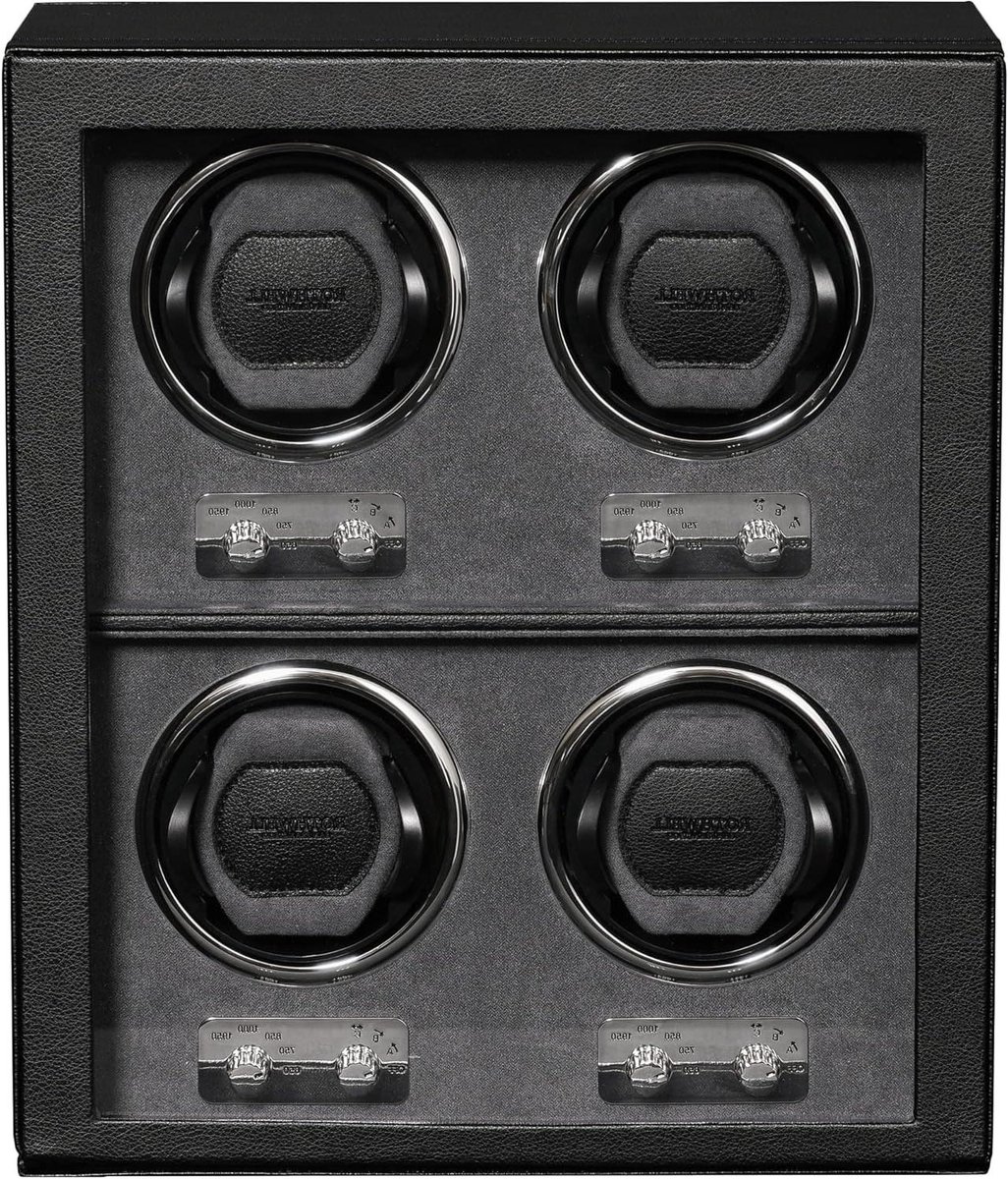 Watch Winder - Horloge Oplader - Automatisch Opwinden - Stille Motoren - 4 Horloges - Zwart Grijs