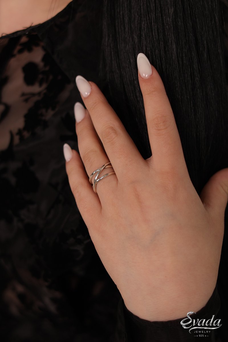 Evada 925 Sterling Zilveren Ring – Kruisdesign – Verstelbaar – Minimalistisch – Dames