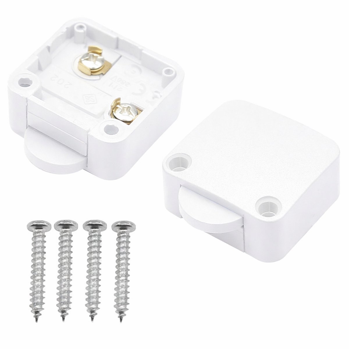 Kastschakelaar 250V 2A – 2 Stuks – Automatische Lichtschakelaar voor in de Kast – Deurcontact Schakelaar – 34x32mm – Wit
