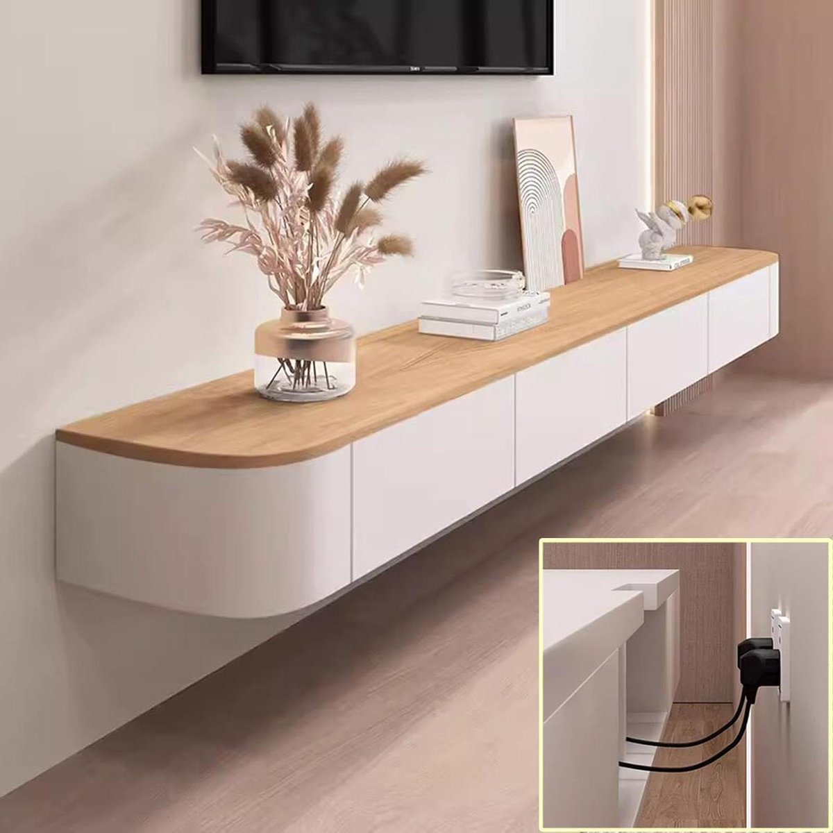 Zwevende TV Kast - Wandmeubel Opbergkast - Media Opbergen - Draagvermogen 200kg - 120 x 20 x 24 cm