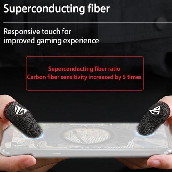 Gaming Vingerhoesjes - Mobiele Game Accessoires - Verbeterde Game Controle - Ultra Dun Carbon Fiber - 1 Paar - Zwart — afbeelding 2