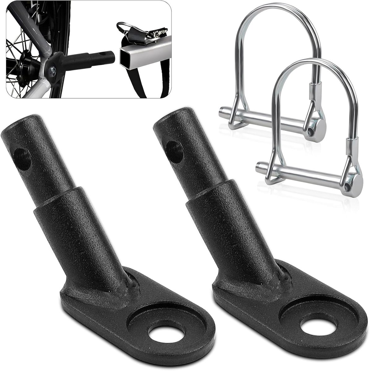 Bicycle Trailer Clutch Set - Bicycle Tow Bar Black - met Safety Pin Adapter voor Thule - Fietsaanhanger voor Kinderen en Honden - 2 Sets