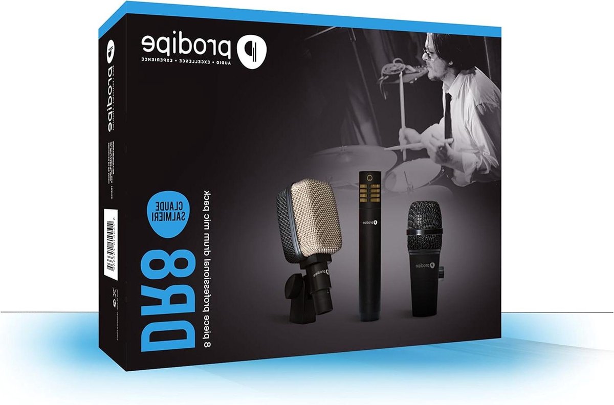 Microfoon Set - Drum Microfoons - Live Optredens - Verschillende Microfoontypes - Set van 8 - Zwart