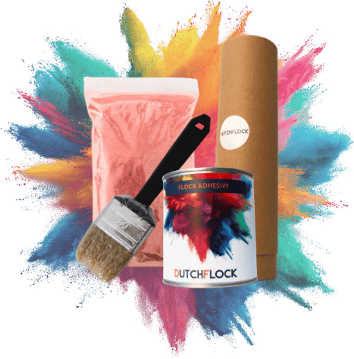 Flocking Kit Donkerrood Xtra Large | 600gr. flocking poeder - 750ml flock lijm - applicator - kwast
