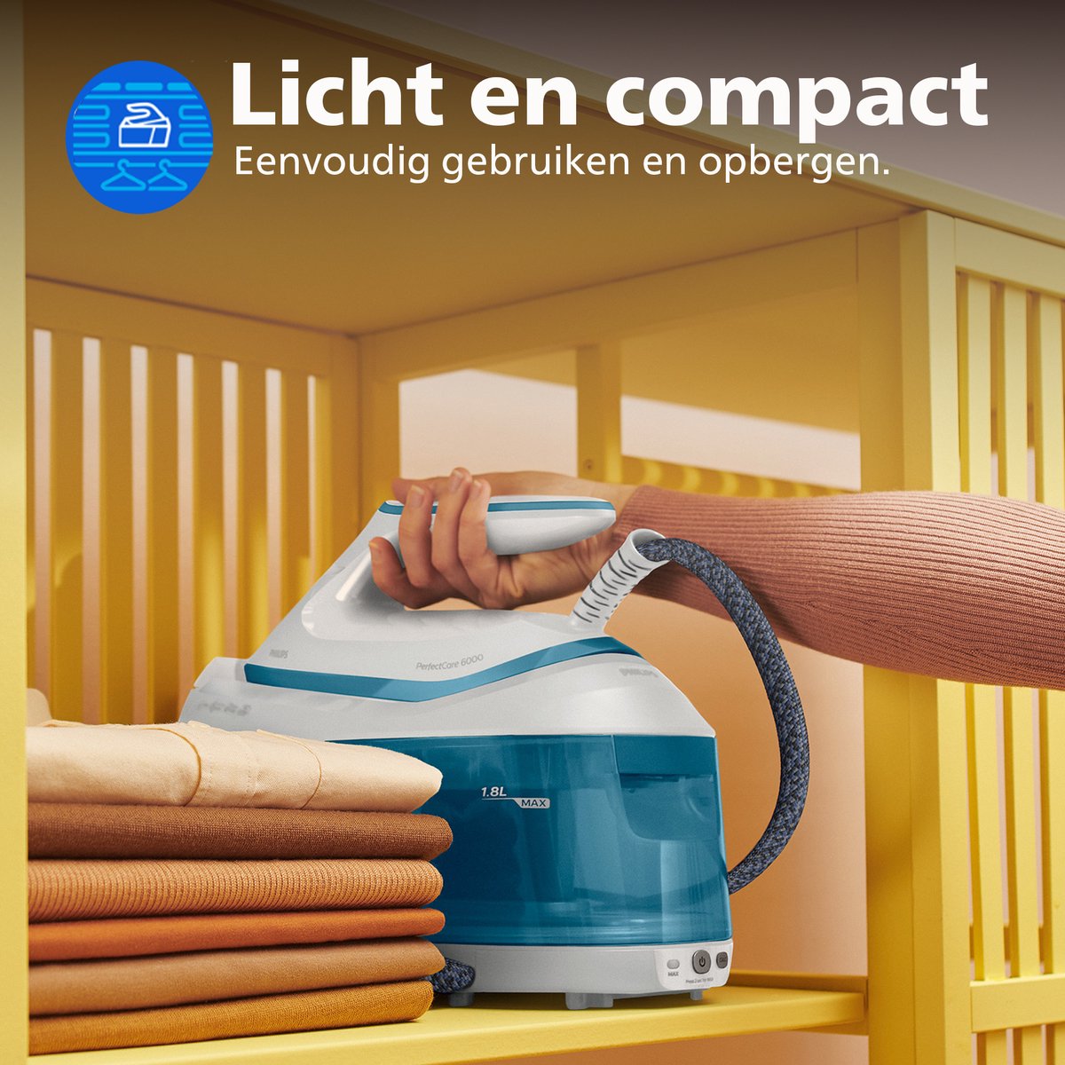 Philips Stoomstrijkijzer met Stoomgenerator PSG6022/20 - Met Station - Hoge Stoomstoot - Verticaal Strijken – Automatische Uitschakeling - Groot Reservoir - Blauw — afbeelding 5