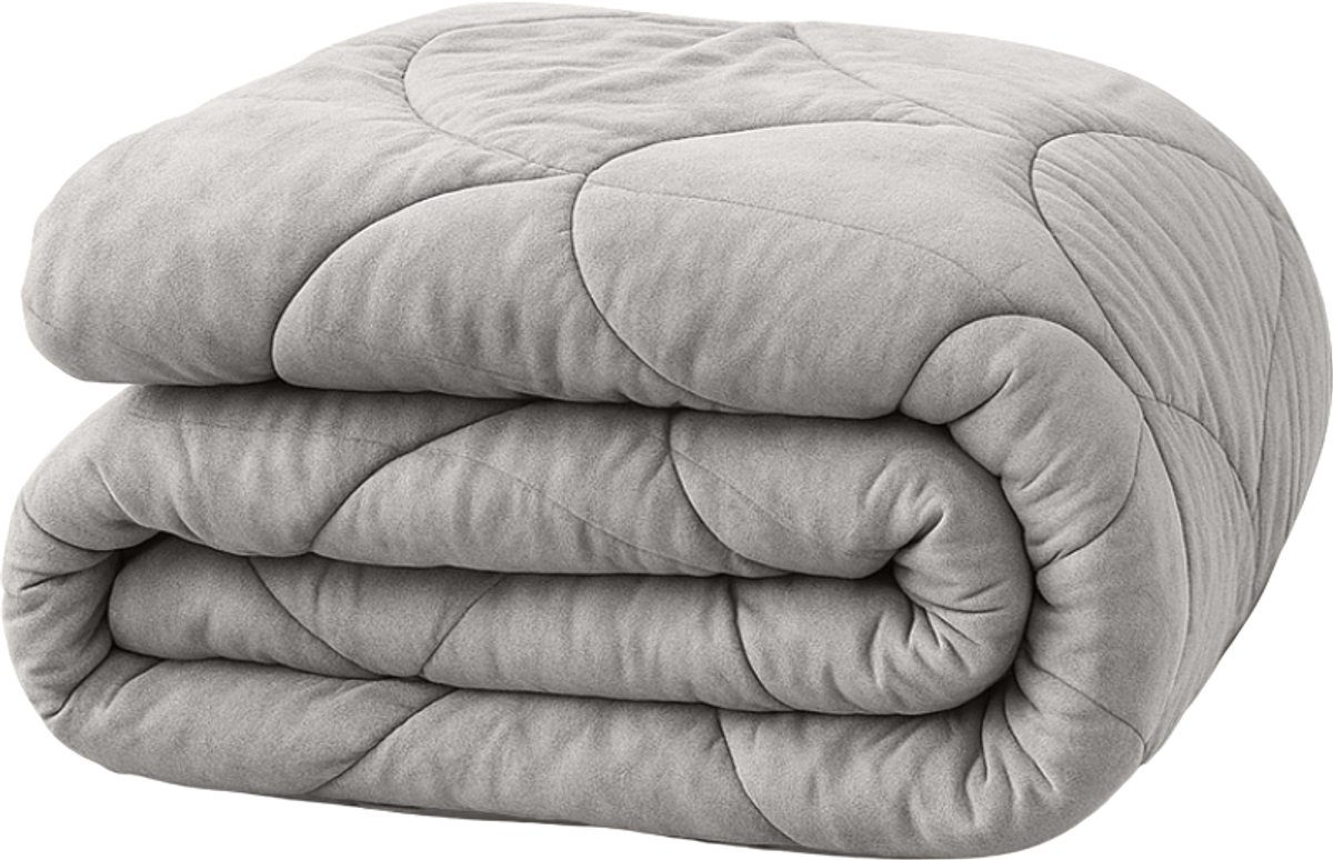 Y-NOT - Velvet Dekbed Zonder Overtrek 240x200 - Zomerdekbed - Zacht & Wasbaar - Grijs