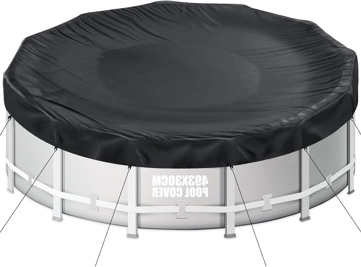 Ronde Zwembadafdekking voor 460-488 cm Diameter - Duurzaam 420D Oxford Zeil voor Zomer en Winter, Waterdicht en Scheurvast