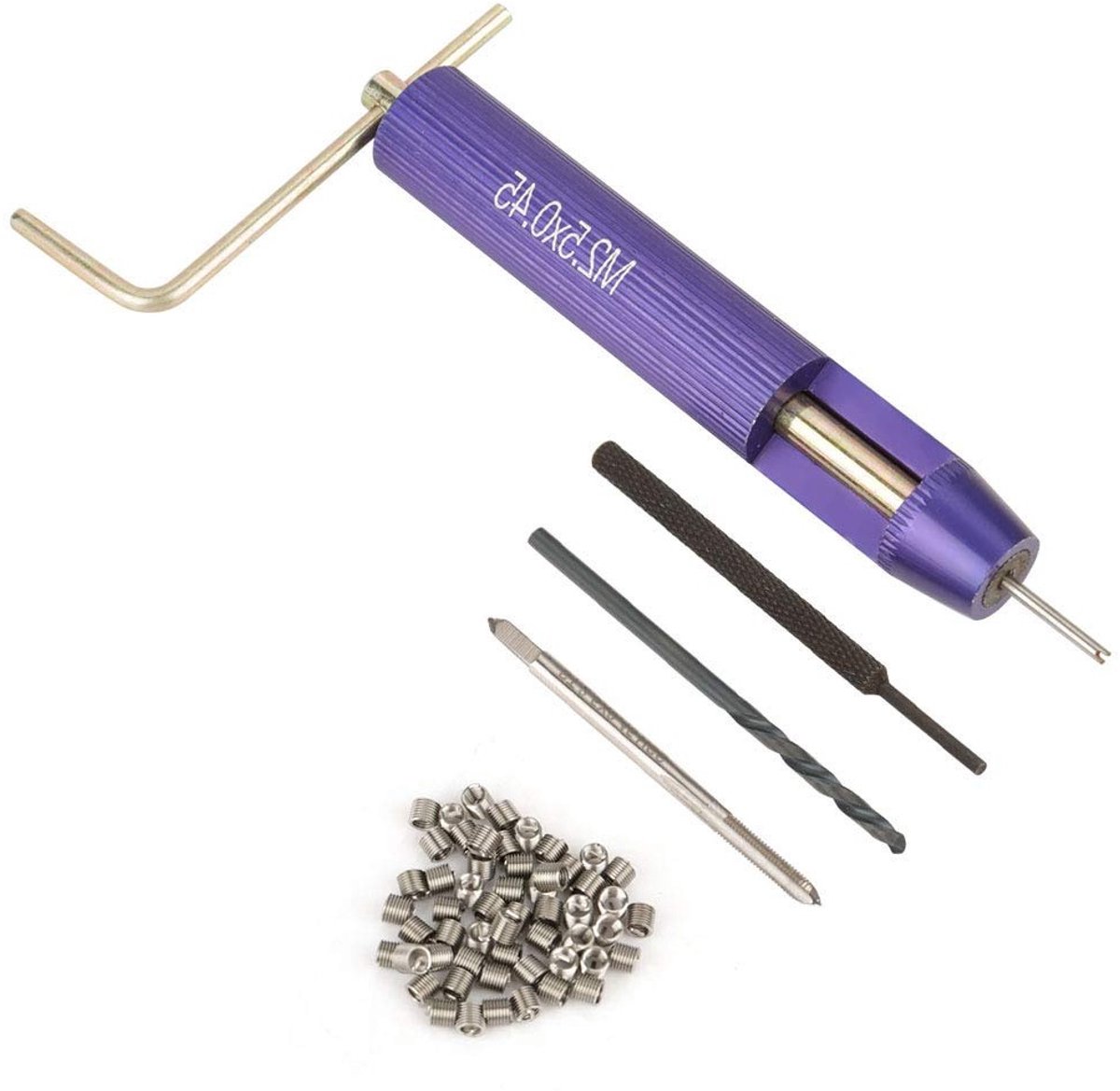 Complete Reparatieset van 50 Stuks voor Beschadigde Draad met Rvs Coiled Wires, Inclusief Gereedschap voor Staal, IJzer en Aluminium