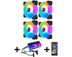 R&E Trading - CoolMoon RGB Case Fans 4x – PC Coolers met Controller & Afstandsbediening – 120mm Stil