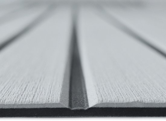 TeakFoamShop – Tapis de bateau en mousse de teck EVA Pro Series – Revêtements de sol autocollant Premium Bateaux – 240 x 60 cm – Gris clair avec lignes noires – Durable et Luxe , antidérapant