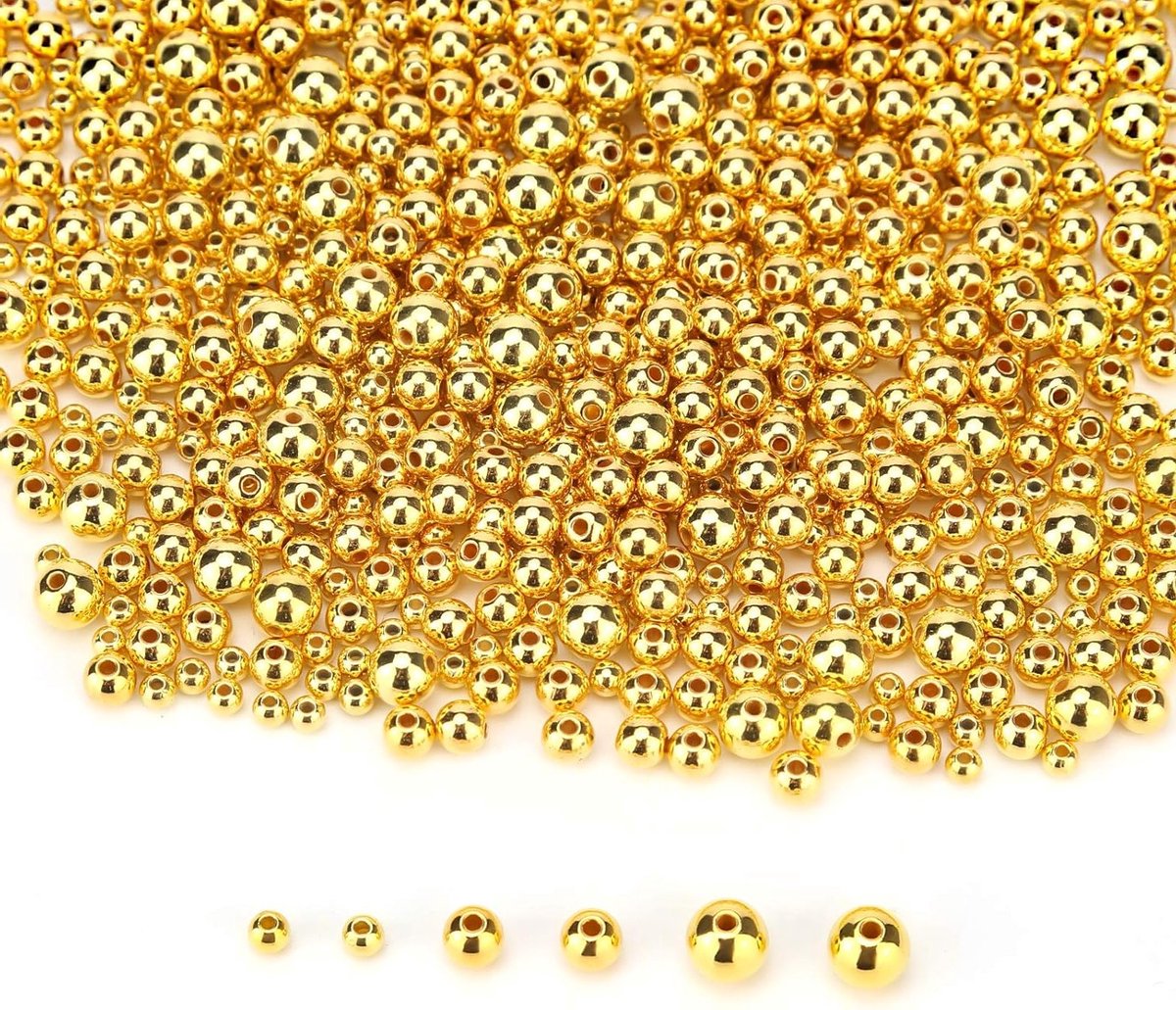 1200 Stuks Gouden Kralen Spacer Kralen voor DIY Sieraden en Armband Maken (8mm, 6mm, 4mm)