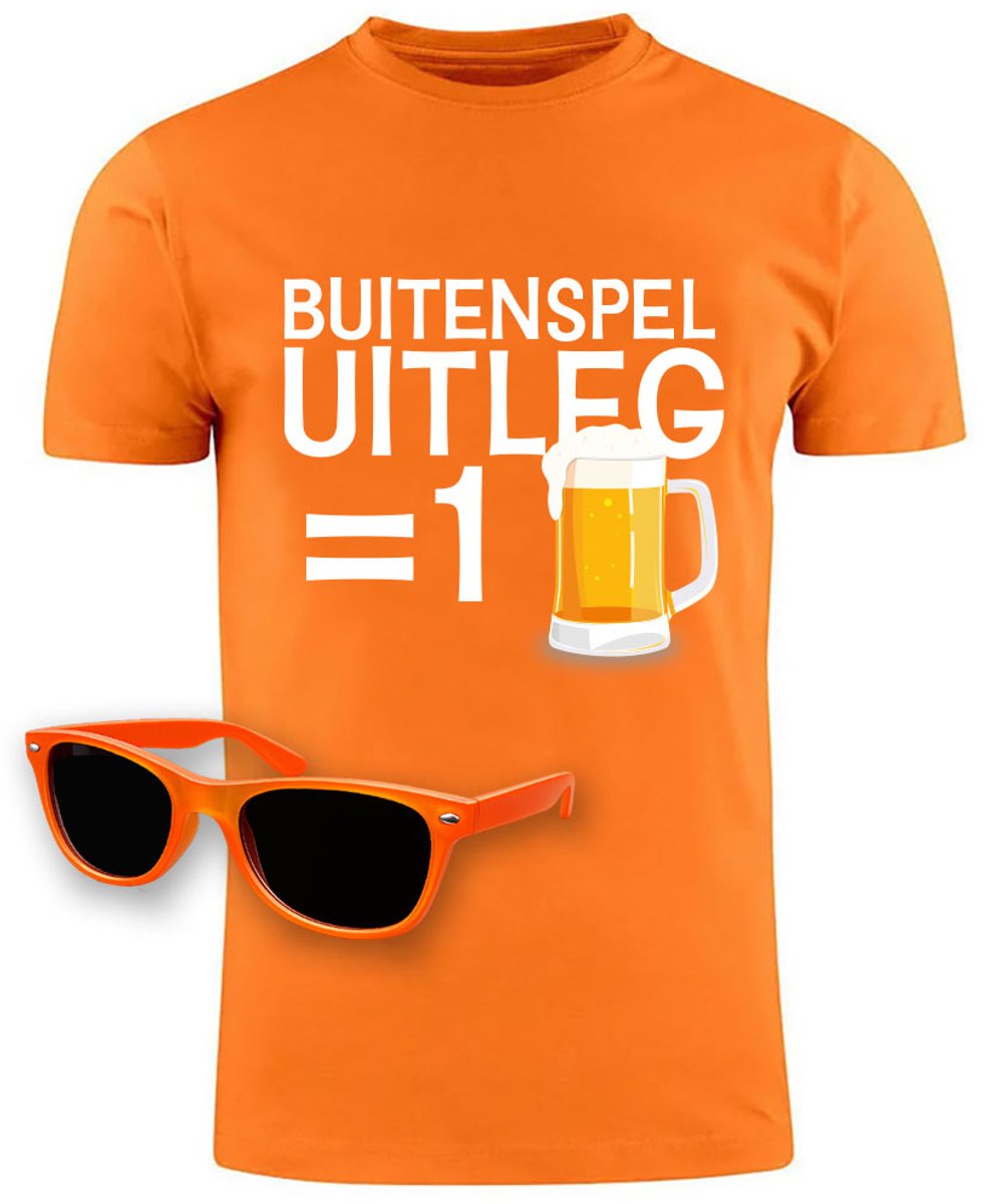 Oranje T-shirt Voetbal Bier Nederlands Elftal + Zonnebril