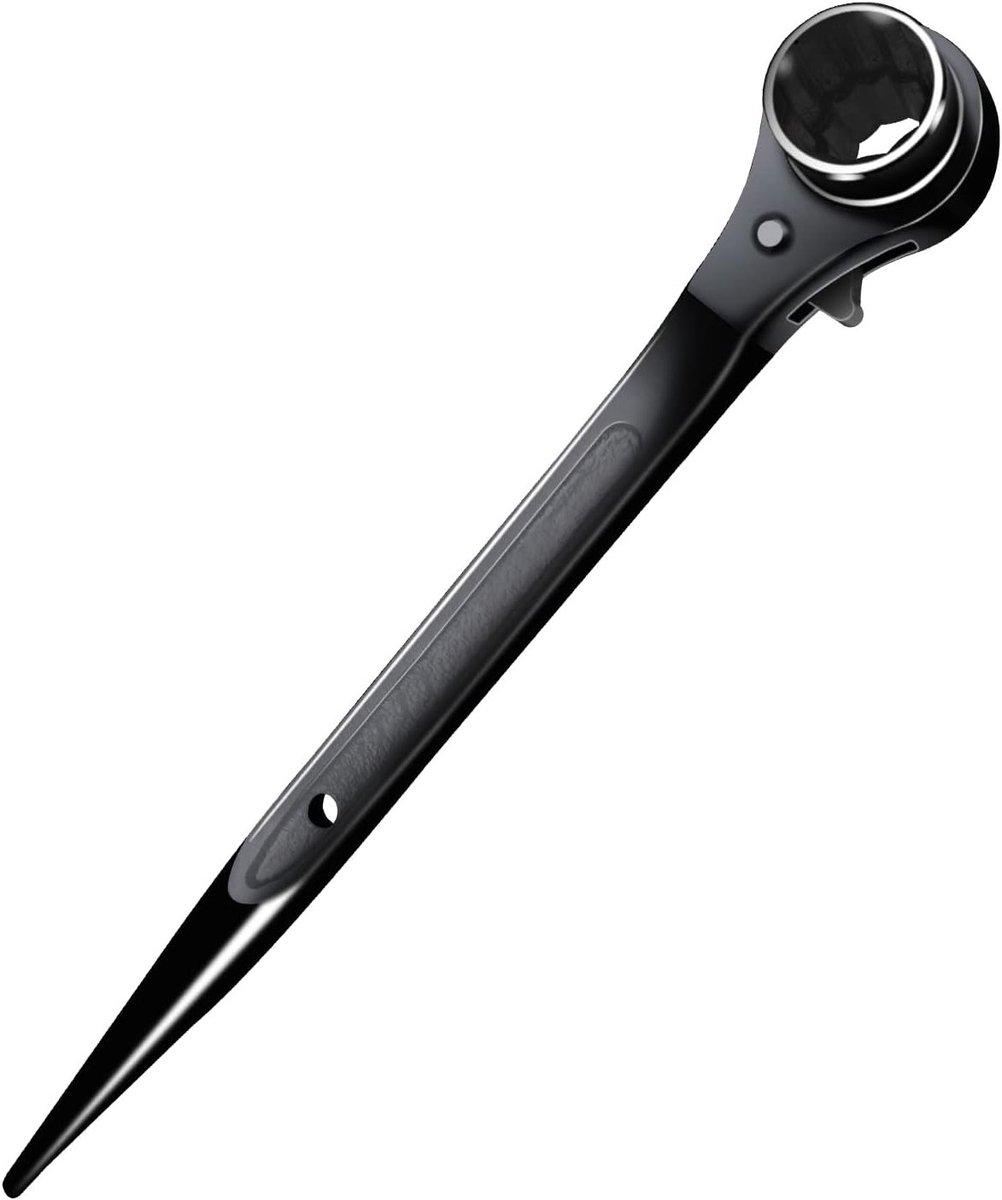 Professionele Ratchet Podger Steiger Sleutel 19 * 21mm - Zwart Chroom Sleutel voor Mechanisch Onderhoud en Bouwtoepassingen