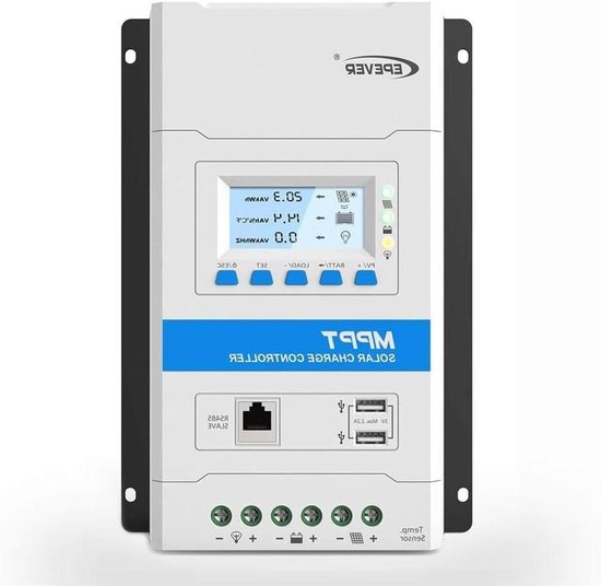 MPPT Zonne Laadregelaar - Solar Controller Batterij - Energie Beheer - Negatieve Aarding Ontwerp - 20 A - Zwart