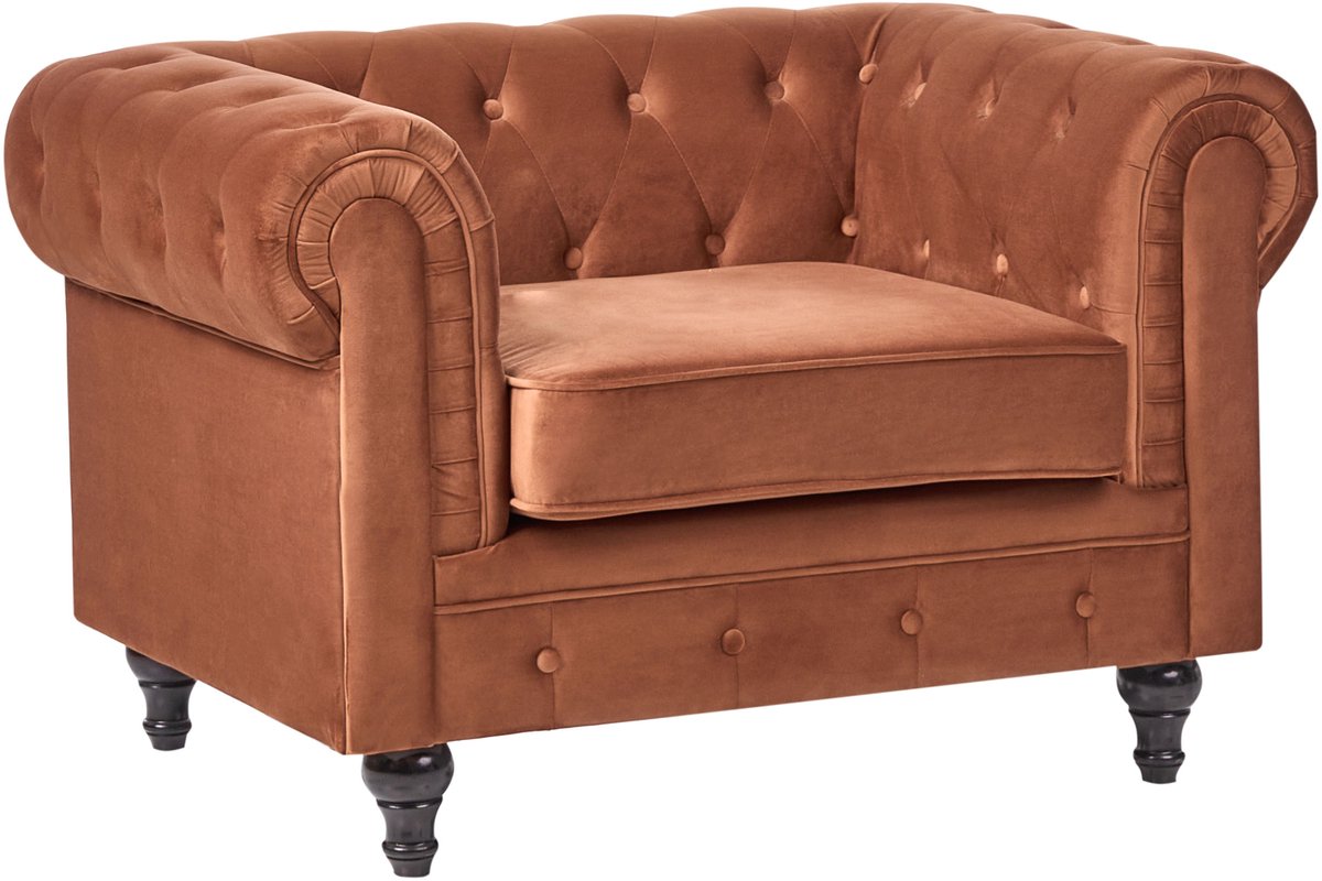 CHESTERFIELD - Fauteuil - Goudbruin - Fluweel