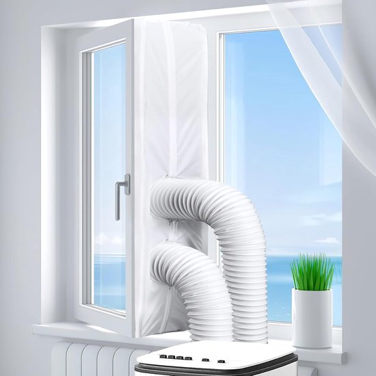 Universele raamafdichtingsset voor mobiele airco 300 cm, waterdicht, UV-bestendig, herbruikbaar, met klittenband