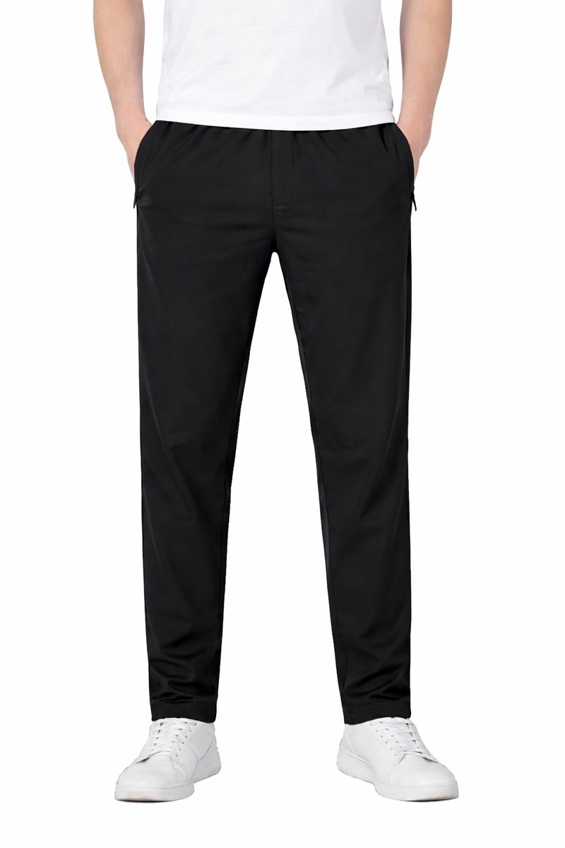 Casual Stretchpants Heren Broek - Dunne Zijde Stof - Zacht - Slim Fit - Zwart