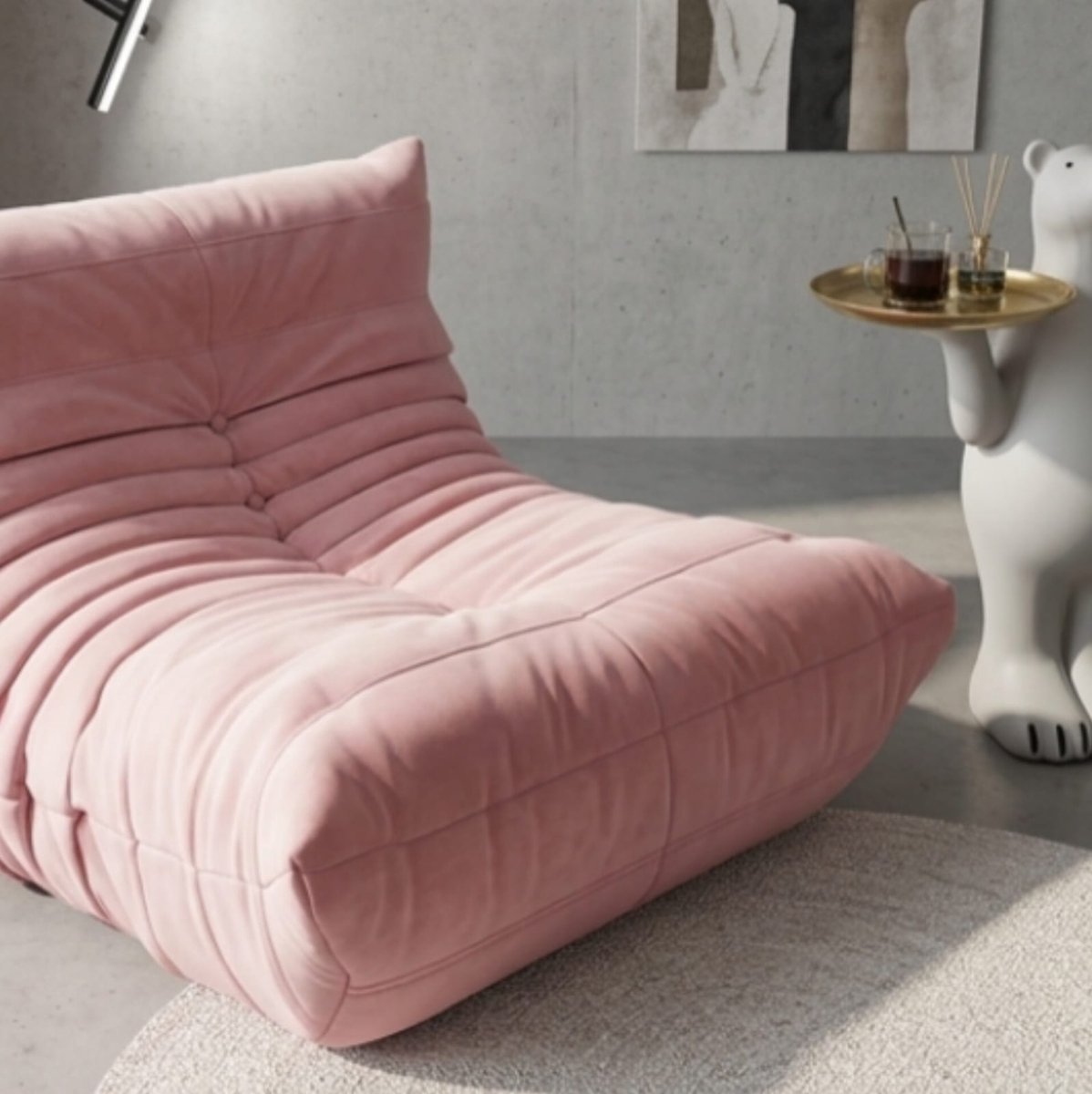 Fauteuil loungestoel 94x75x74,9 cm – moderne Togo stijl zetel – zachte comfortabele relaxstoel voor woonkamer en slaapkamer – roze – Urbanhome