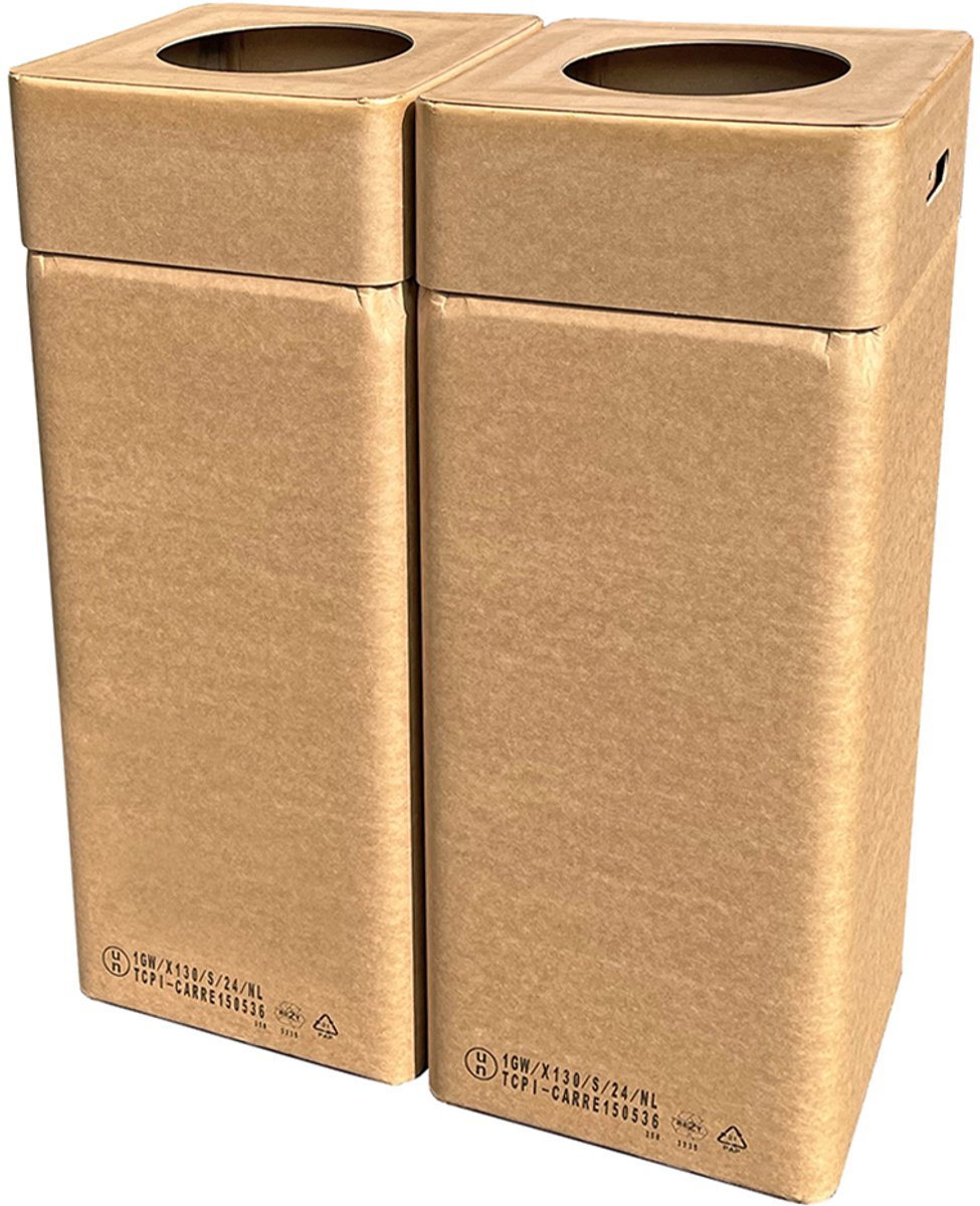 Afvalbak voordeelset 2 kartonnen afvalbakken voor afvalscheiding afm.: 37x37 cm hoog 97 cm inhoud 130 ltr