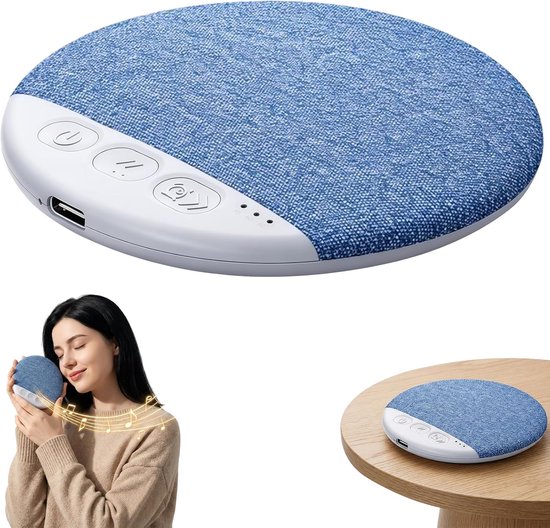 Ultradunne Bluetooth slaapluidspreker 12 mm voor zijslapers, draadloos, witte ruis, USB-C opladen, blauw
