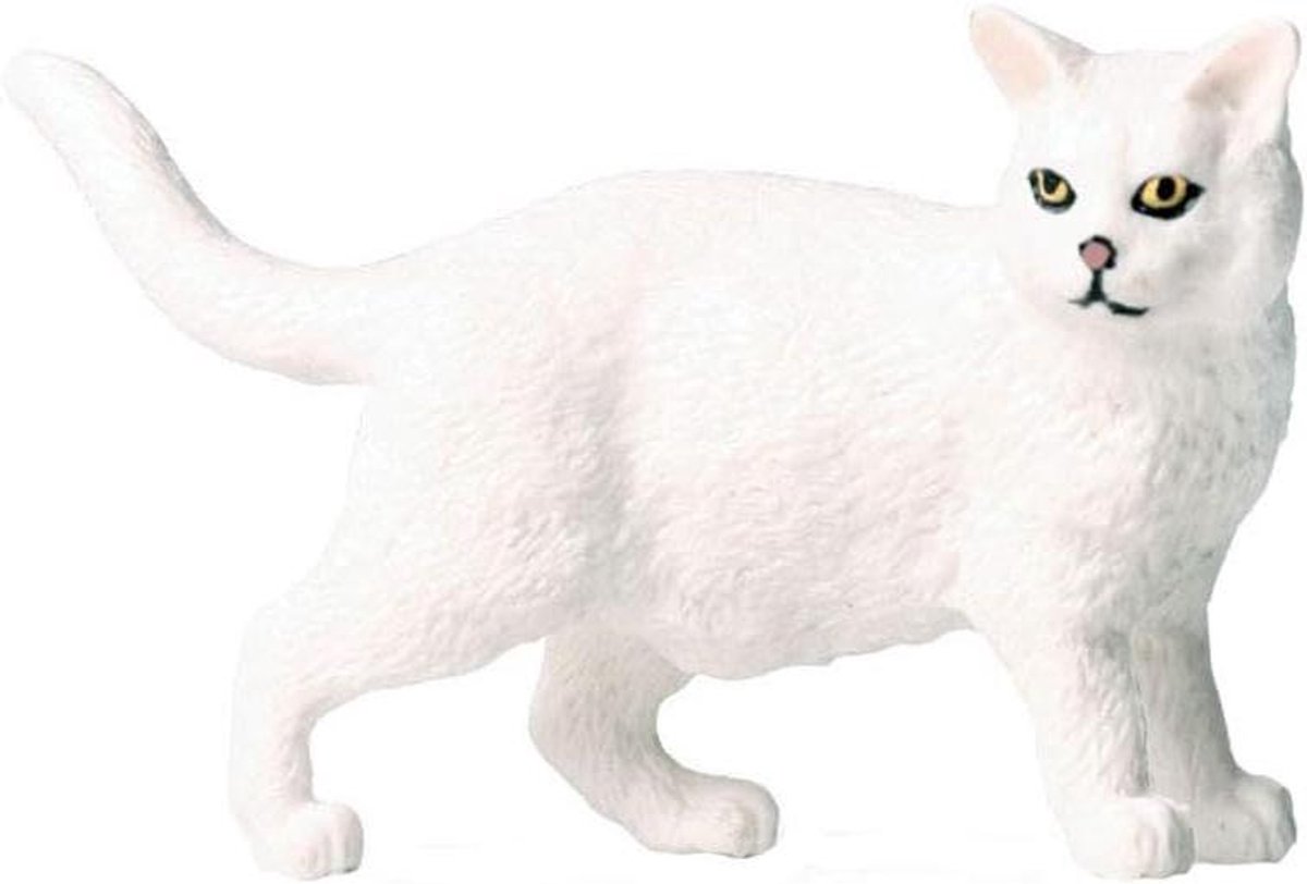 Katten Beeldje - Dierenfiguur Speelgoed - Educatief Spel - Realistisch Beschilderd - 7.5 cm - Wit