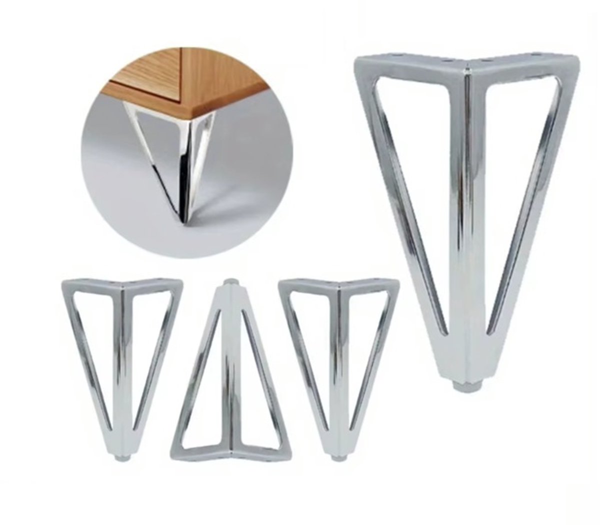 WiseGoods Luxe Hairpin Tafelpoten Set 4 Stuks - Stalen Meubelpoten - Meubelpoot Retro Design - Voor Tafel / Kast / Bureau - Zilver