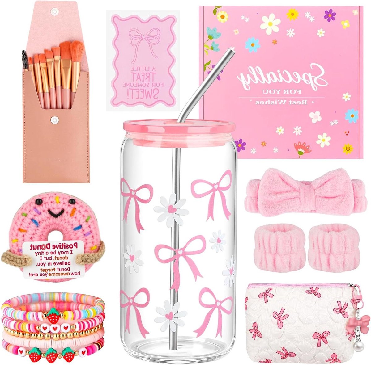Drinkglazen Set - Beker Set - Verjaardagscadeau - Magnetronbestendig - 500 ml - Roze
