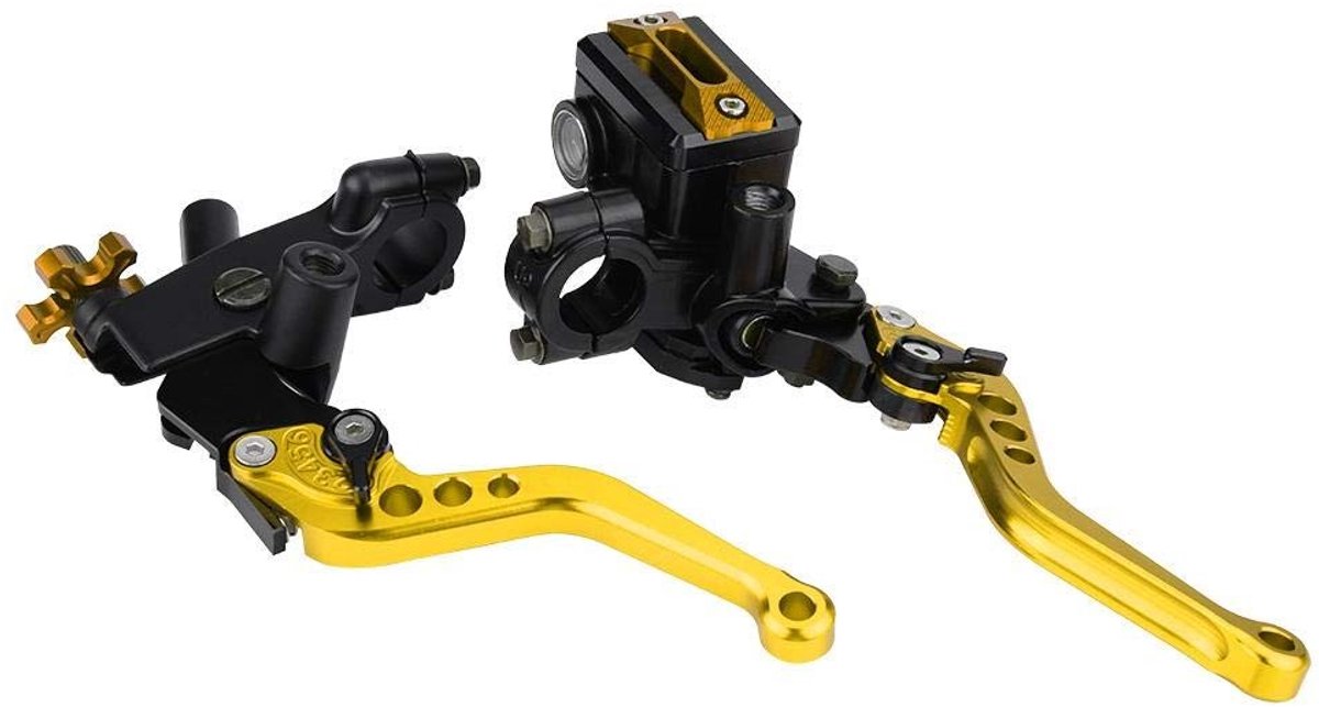 SPHProducts - Instelbare Rem- en Koppelingshendel - Universaal - Gemaakt van Aluminium - Goud - Geschikt voor Motorfietsen - 7/8 Inch