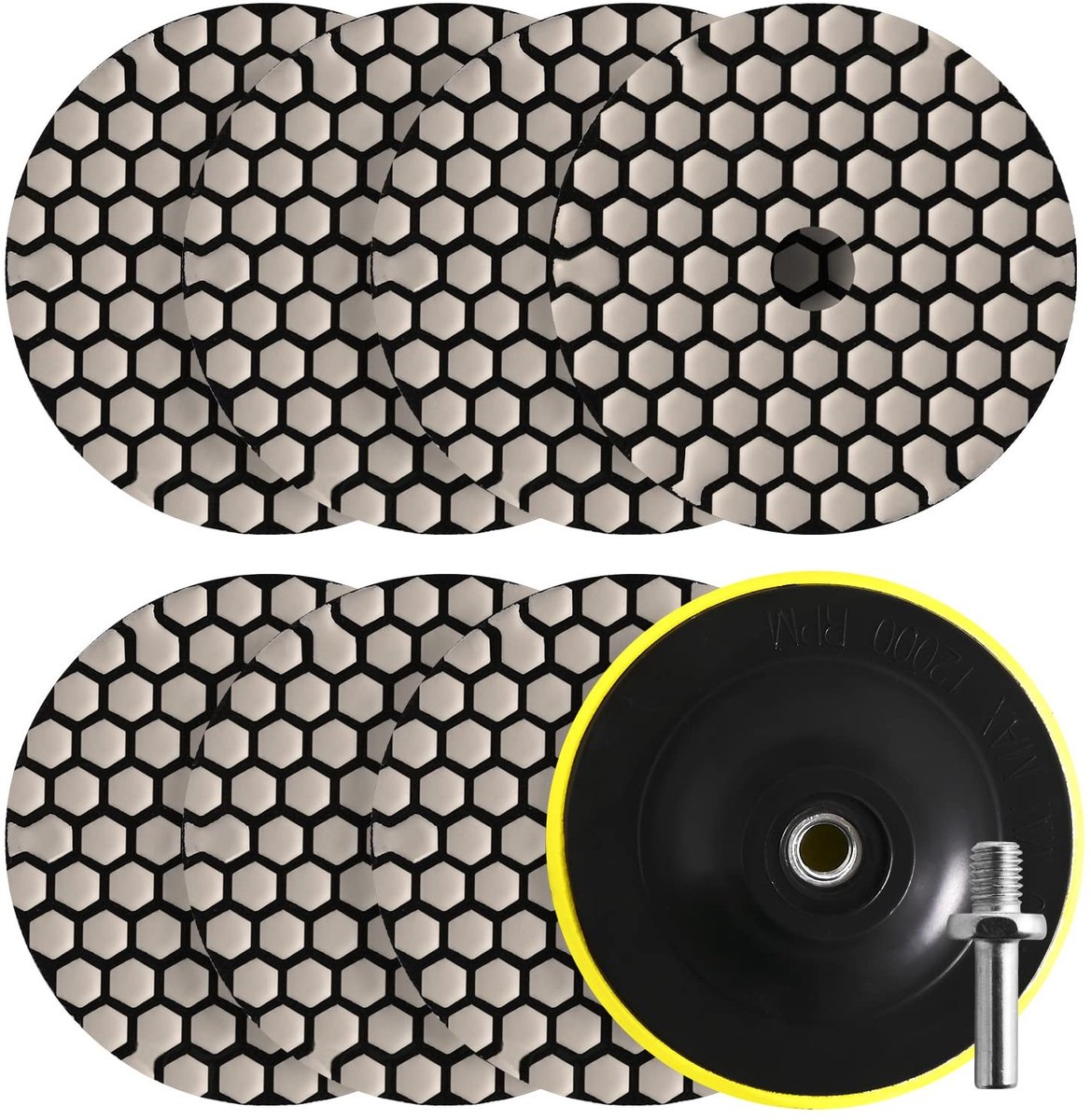 SPHProducts - Dry Diamond Polijsten Pads - 8Pack - 4 inch - Polijstkit voor Beton en Marmer - Voor Perfecte Afwerking - Geschikt voor Graniet en Steen