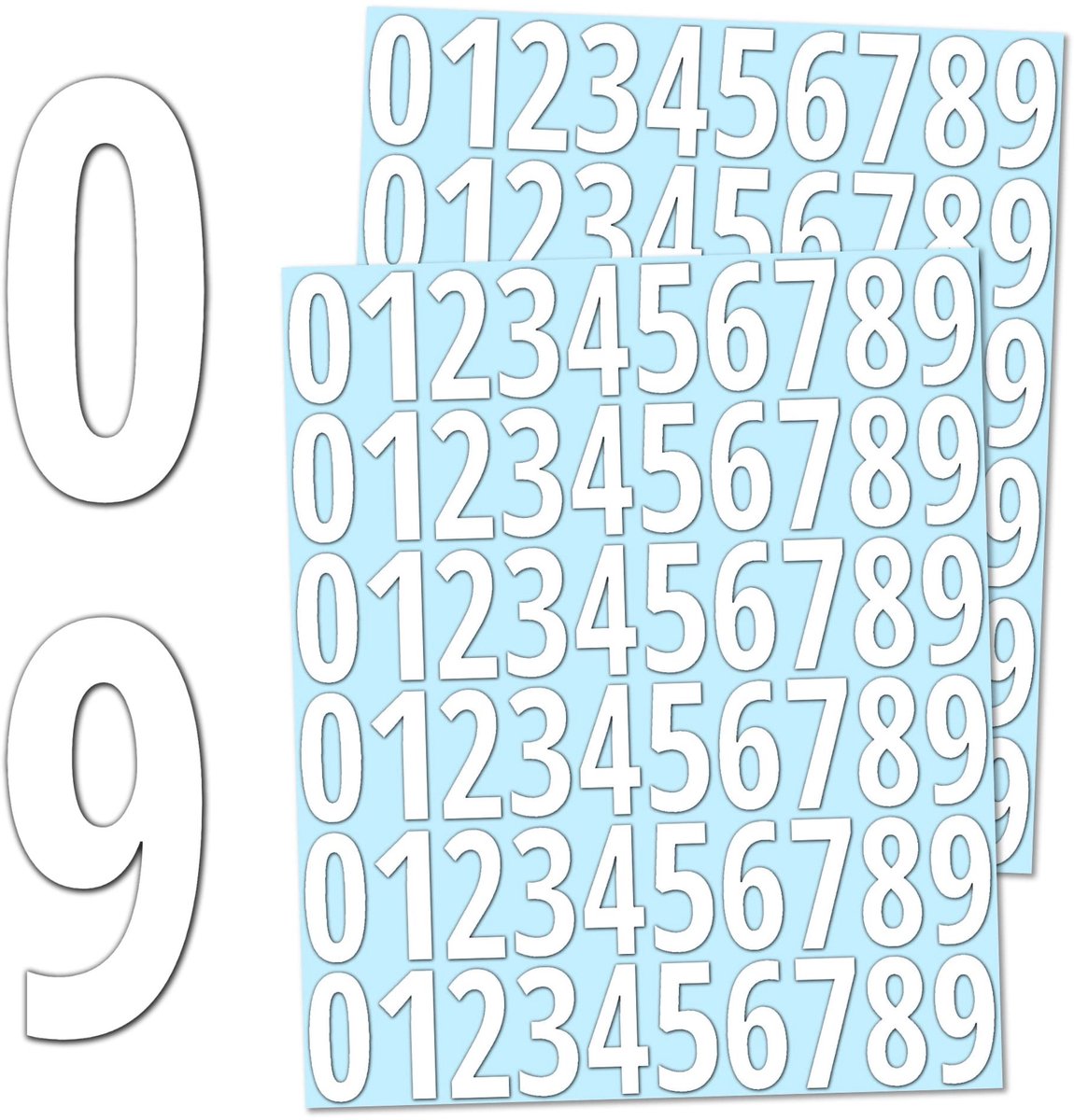 Store_8 - Nummerstickers - Zelfklevende Etiketten - Waterdicht - Wit - Vinyl Cijfers - Perfect voor binnen en buiten - 600 Stuks