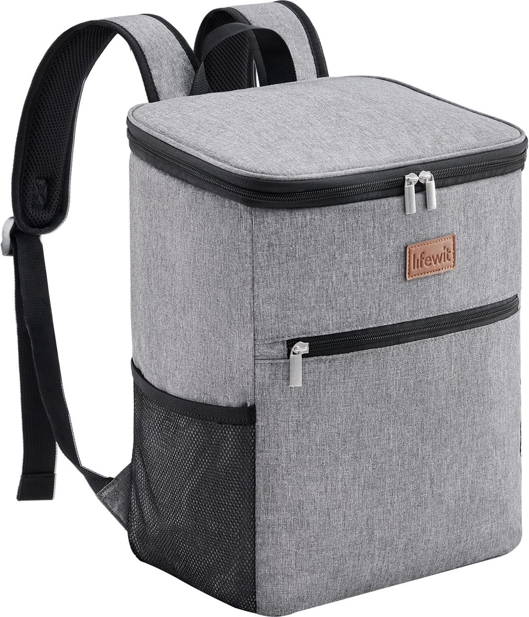 Store_7 - Koeltas Rugzak - Grote Geïsoleerde Picknicktas - Perfect voor Camping en Reizen - Grijs - Waterdicht en Duurzaam - 24 Liter Inhoud - Idea...