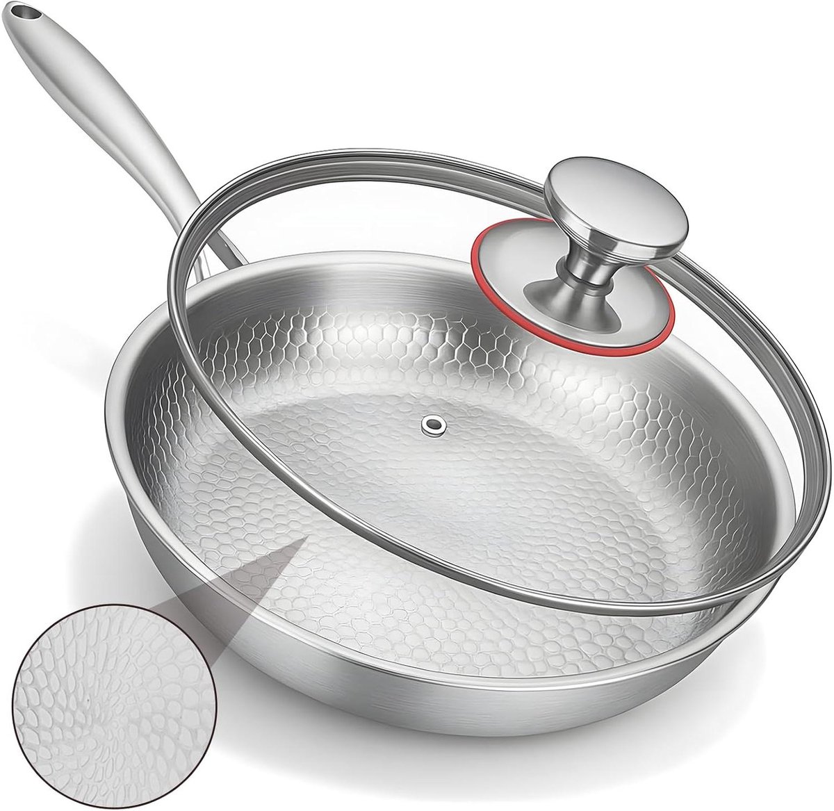 Titanium Pan - Koekenpan met Deksel - Gezond Koken - Krasbestendig Non-Stick - 22cm Diameter