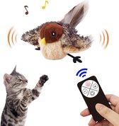 Oplaadbare kattenspeelgoed Interactieve Vogel Speelgoed Met Fladderende Vleugels En Mussen Geluid USB Oplaadbaar Afstandsbediening Vliegend Speeltje Voor Katten Huisdiervermaak
