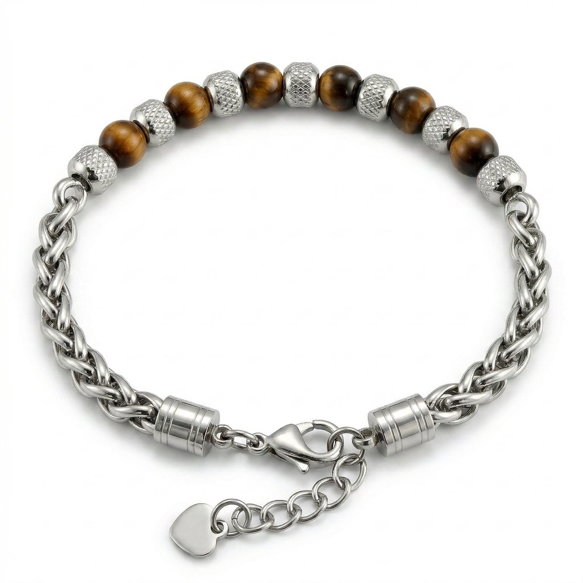 Kralen armband met staal Mason - 19cm t/m 22cm Mauro Vinci stalen armbanden met geschenkverpakking