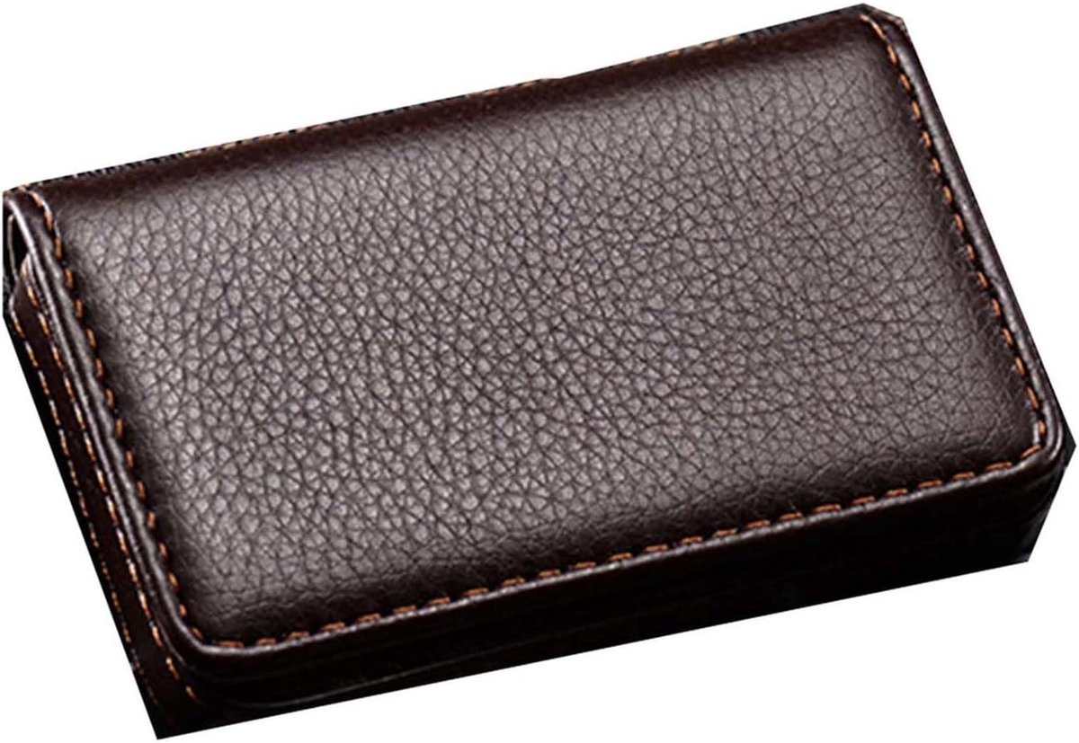 Elegante PU Leren Visitekaartjeshouder met Magnetische Sluiting voor Professionals, Bruin en Duurzaam