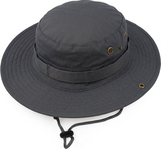 RAMBUX® - Chapeau de Pêcheur Homme - Anthracite - Chapeau Bob - Chapeau de Soleil Résistant aux UV - UPF50+ Katoen & Polyester - Chapeau Pliable - 58-61 cm