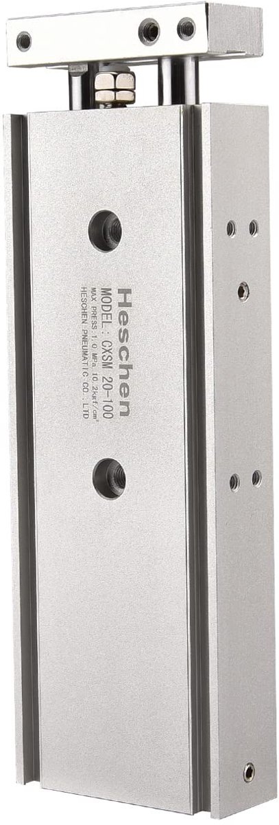 Store_8 - Aluminium Cilinder - Pneumatische Slide - 20mm Bore - 100mm Stroke - Dubbele Stang - Versterkt - Geschikt voor Industrie - Zilver