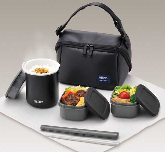 Koeltas met Lunchbox - Lunchtas Set - Lunch Meenemen - Hittebestendig - 800 Milliliter - Mat Zwart — afbeelding 3