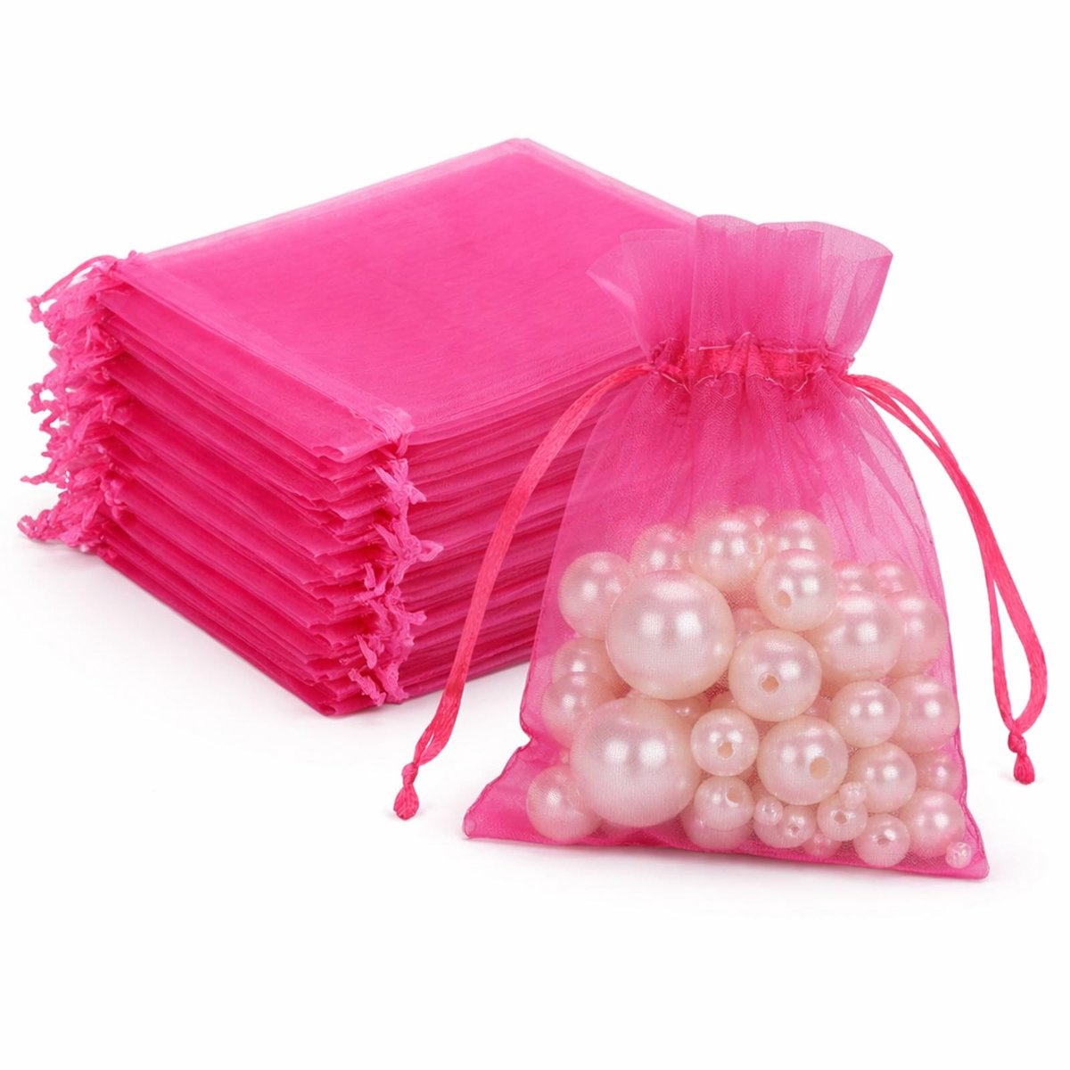 aladdien - Organza zakjes - Geschenken en sieraden - Praktisch en eenvoudig - Roze en rood - 50 stuks - Geschikt voor bruiloften en cadeaus