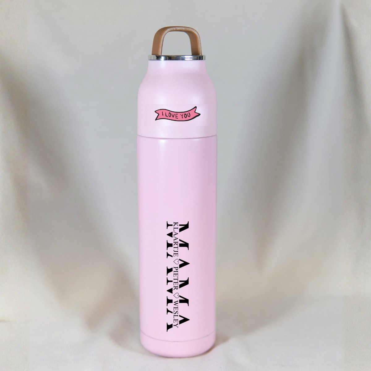 Gepersonaliseerd Cadeau voor Mama - Thermosfles met Eigen Namen - Roze Thermosfles 500ml - Thermosbeker Koffie - Thermosbeker Travel Mug - Moederdag - Moederdag Cadeautje - Moederdag Cadeau