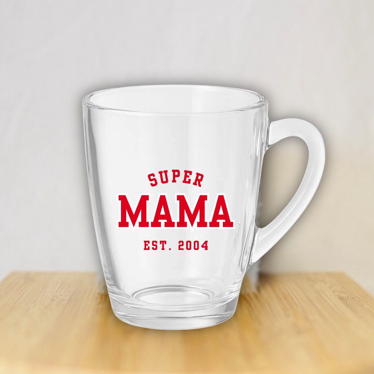 Gepersonaliseerd Cadeau voor Mama - Theeglas met Tekst "Super Mama" - Theeglas met Oor - Theeglas 300ml - Moederdag - Moederdag Cadeautje - Moederdag Cadeau
