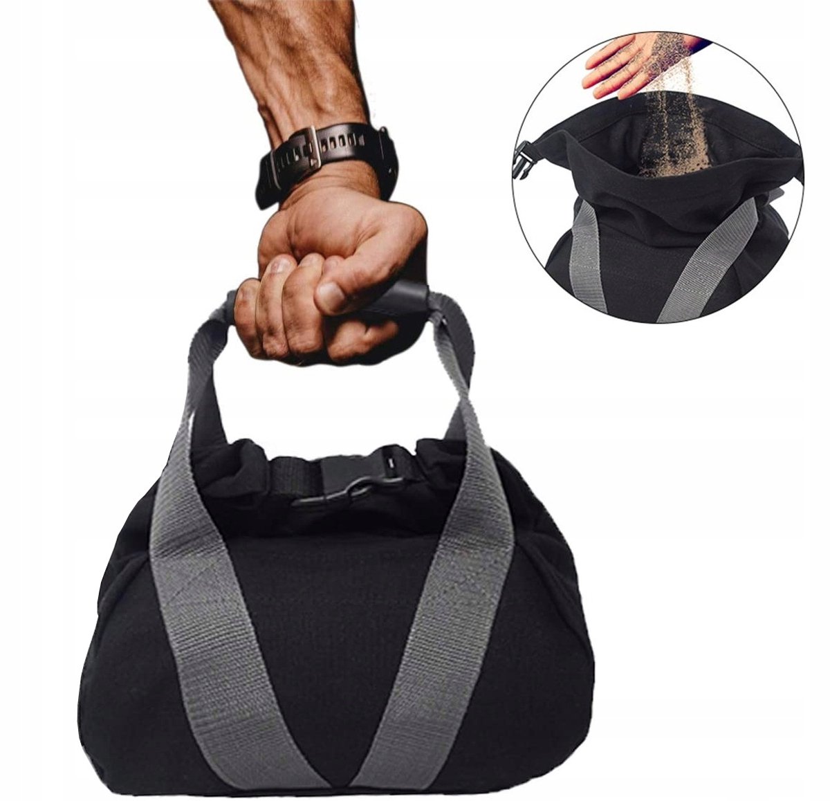 Tojato - Kettlebell Zandzak - 1-10 kg - Zwart - Oxford 900D