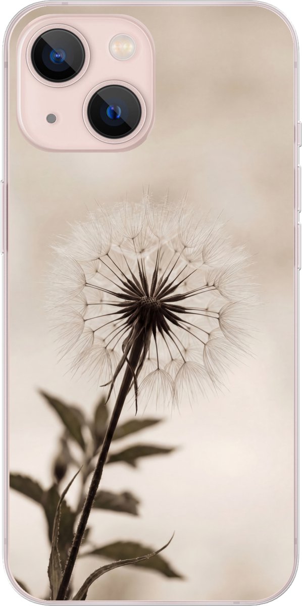 Telefoonhoesje Geschikt voor iPhone 13 mini hoesje - Paardenbloem - Minimalistisch - Wit - Siliconen Telefoonhoesje Telefoonhoesje