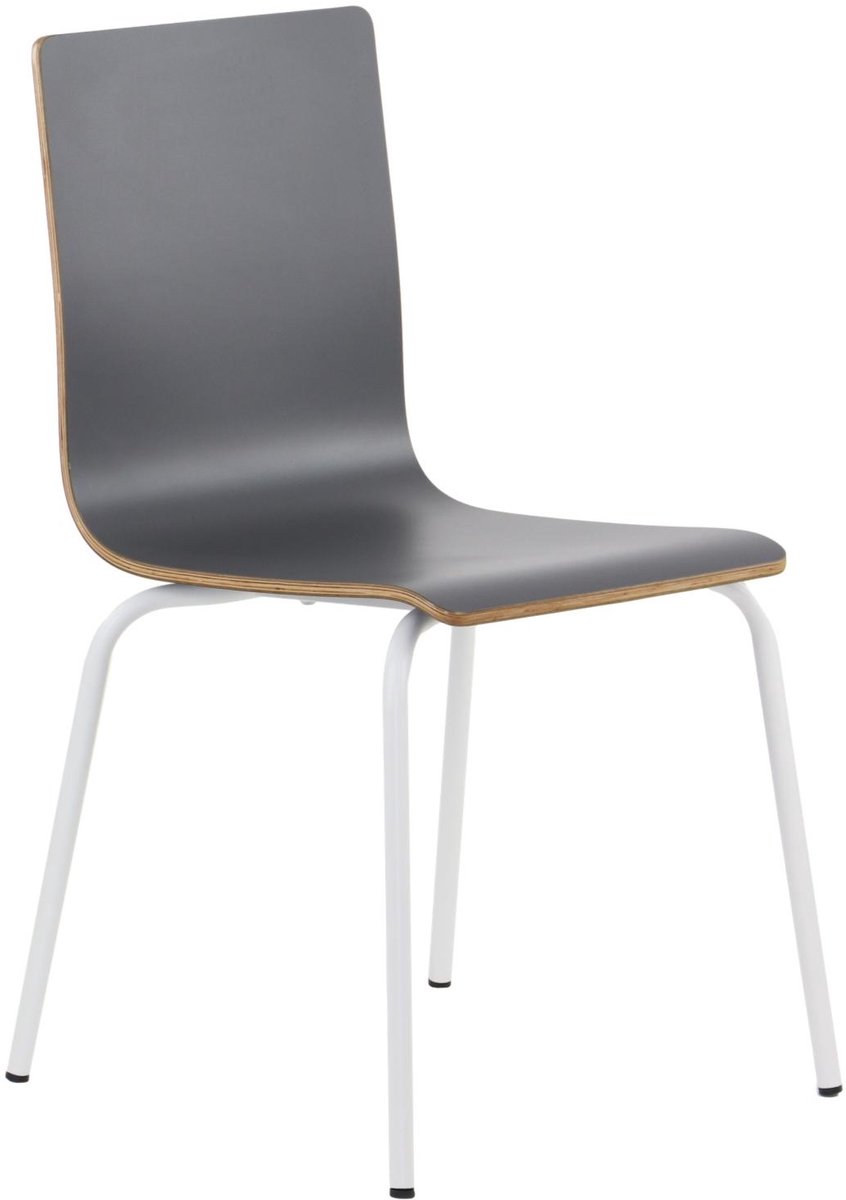Stema WERDI B - Lamineren Multiplex Stoel - Grijs - Wit Frame