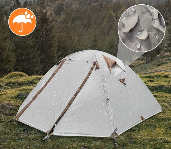 Innovastore Kampeertent - Tent - Kamperen - Campingtent - Trekkingtent - Regen-Wind dicht - Opvouwbaar - 1-2 personen - Lichtgrijs — afbeelding 3