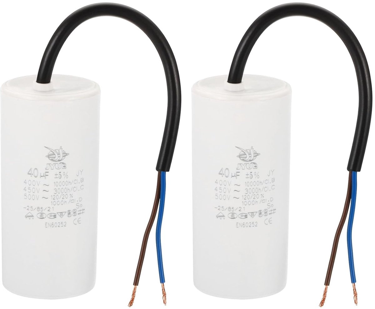 CBB60 40uf Capacitor Functie - 2pcs AC 450V - 2 Wires 50/60Hz - Cilinder 65 x 44mm voor Waterpompen - Wasmachines en Motor Starter
