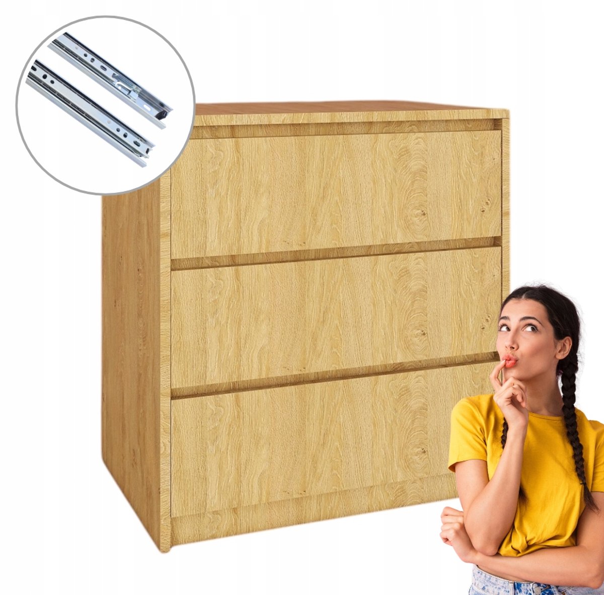Fernika - Komoda - 3 Schuiflades - Moderne Stijl - 70x75x43 cm