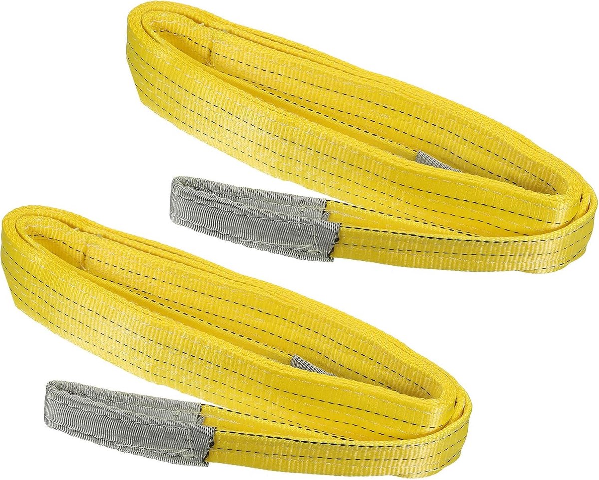 3" x 10' Lift Strap - 2 Pack - 6000 Lbs Lifting Slings - Flat Eye to Eye - 2-Ply Polyester Webbing - Lifting Moving Straps voor Rigging en Lifting Gear - Geel