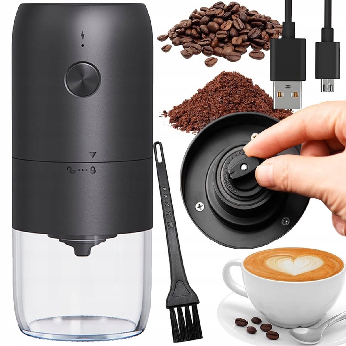 Pingyang Rongrong - Elektrische Koffiemolen - USB - Compact - Zwart