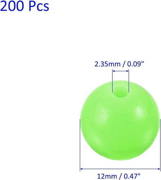 Lichtgevende Viskralen - Glow-In-The-Dark Viskralen 6 Mm - Hoge Zichtbaarheid Nachtvisserij - Duurzaam Plastic Ontwerp - 6x1.7 Mm Afmeting - 200 Stuks Set - Voor Zoetwater En Zoutwater Montages — afbeelding 5